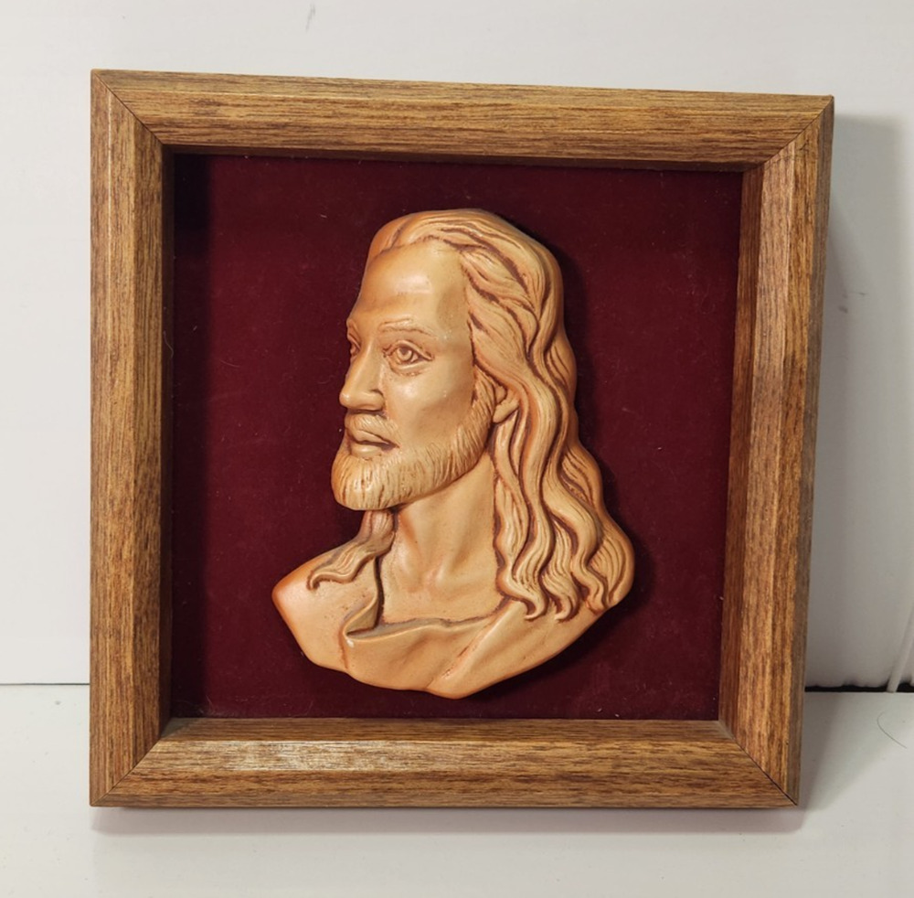 Miller Studio 3D 755 Christ Hand Crafted Wood Frame Wall Decoration Velvet Jesus